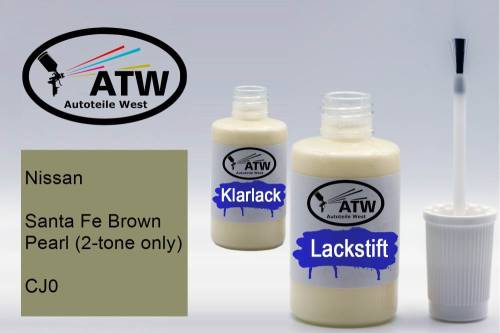 Nissan, Santa Fe Brown Pearl (2-tone only), CJ0: 20ml Lackstift + 20ml Klarlack - Set, von ATW Autoteile West.